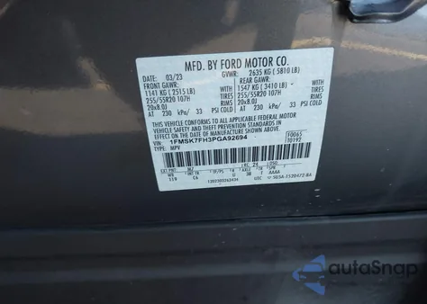 2023 Ford Explorer Limited z USA, uszkodzony, nr VIN 1FMSK7FH3PGA92694